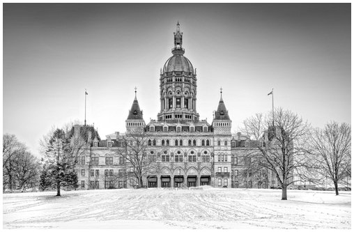 Black-and-white photography of the Connecticut State Capitol in Hartford - Jim Fuhrmann